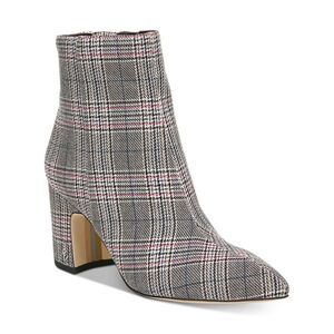 NWT SAM EDELMAN Womens Brown Plaid Hilty Pointed Toe Block Heel Booties 7 M